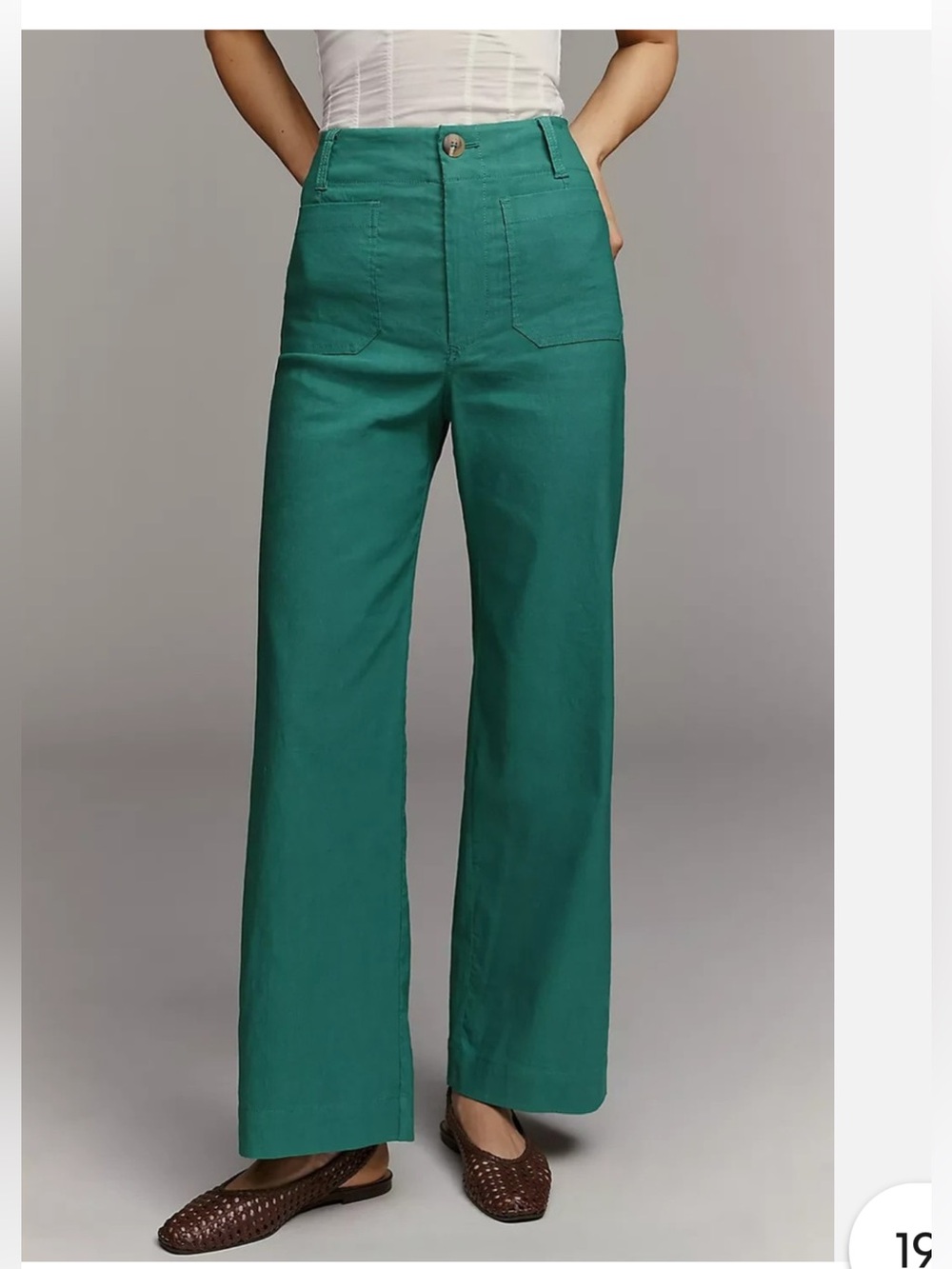 Anthropologie Teal High-Rise Wide-Leg Pants
